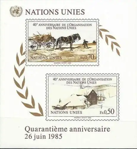 UNO GENF 1985 Mi-Nr. Block 3 ** MNH