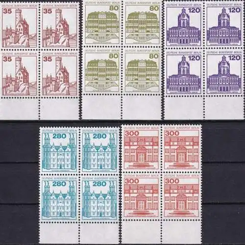BERLIN 1982 Mi-Nr. 673/77 Viererblocks ** MNH