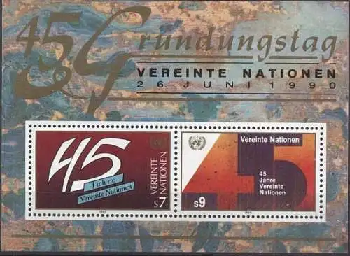 UNO WIEN 1990 Mi-Nr. Block 5 ** MNH
