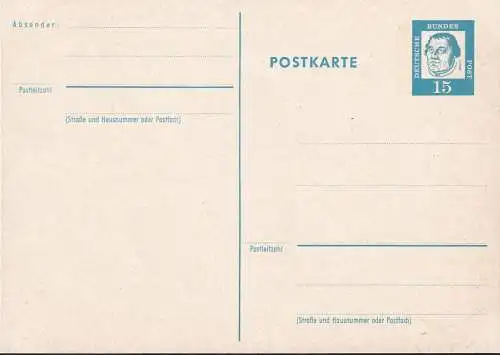 DEUTSCHLAND 1963 Mi-Nr. P 79 Postkarte ungelaufen