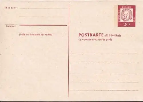 DEUTSCHLAND 1962 Mi-Nr. P 78 F/A Postkarte mit Antwortkarte ungelaufen