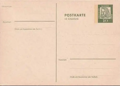 DEUTSCHLAND 1962 Mi-Nr. P 77 F/A Postkarte mit Antwortkarte ungelaufen