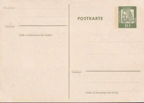 DEUTSCHLAND 1962 Mi-Nr. P 74 Postkarte ungelaufen