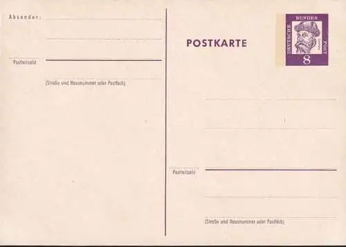DEUTSCHLAND 1962 Mi-Nr. P 73 Postkarte ungelaufen