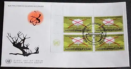 UNO GENF 1972 Mi-Nr. 23 Eckrand-Viererblock FDC