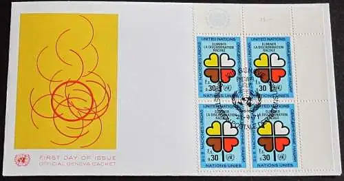 UNO GENF 1971 Mi-Nr. 19 Viererblock FDC