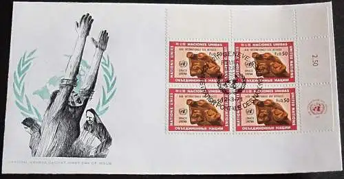 UNO GENF 1971 Mi-Nr. 16 Viererblock FDC