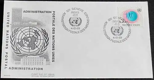 UNO GENF 1969 Mi-Nr. 3 FDC