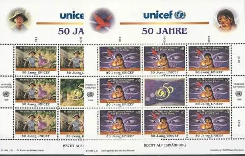 UNO WIEN 1996 Mi-Nr. 218/19 Kleinbögen ** MNH