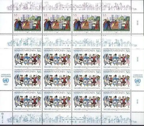 UNO WIEN 1987 Mi-Nr. 75/76 Kleinbogen ** MNH
