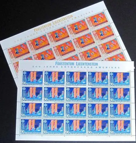 LIECHTENSTEIN 1992 Mi-Nr. 1033/34 Kleinbogen ** MNH