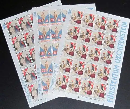 LIECHTENSTEIN 1988 Mi-Nr. 954/56 Kleinbogen ** MNH