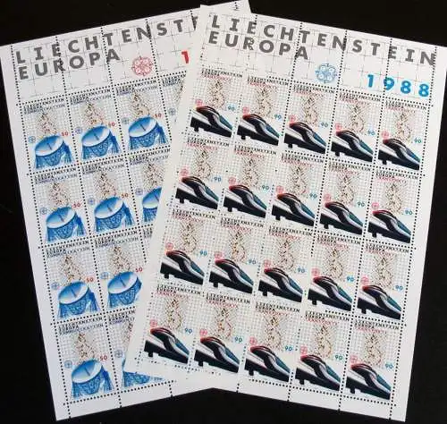 LIECHTENSTEIN 1988 Mi-Nr. 937/38 Kleinbogen ** MNH