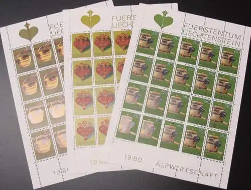LIECHTENSTEIN 1980 Mi-Nr. 747/49 Kleinbögen ** MNH