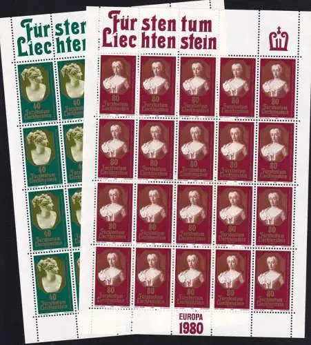 LIECHTENSTEIN 1980 Mi-Nr. 741/42 Kleinbogen ** MNH