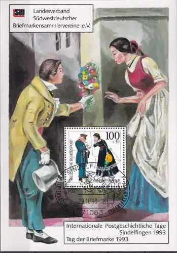 DEUTSCHLAND 1993 Mi-Nr. 1692 auf Vignette Tag der Briefmarke