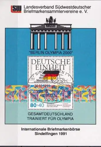 DEUTSCHLAND 1990 Mi-Nr. 1477 auf Vignette trainiert für Olympia