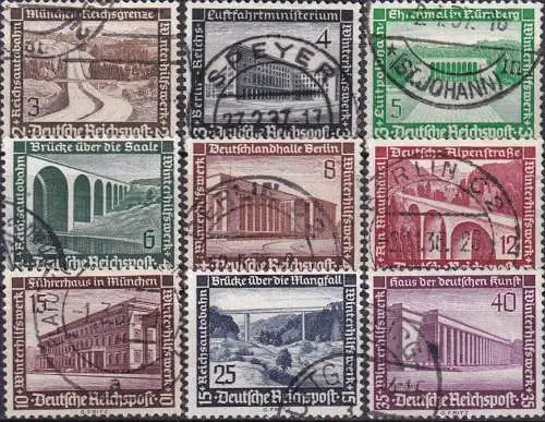 DEUTSCHES REICH 1936 Mi-Nr. 634/42 o used