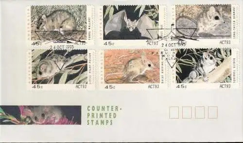 AUSTRALIEN 1995 Mi-Nr. ATM 40-45 Automatenmarken ACT93 FDC