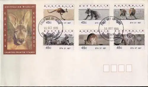 AUSTRALIEN 1995 Mi-Nr. ATM 40-45 Automatenmarken BTH ST HBT FDC