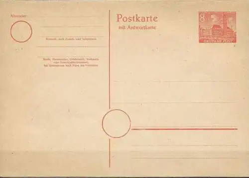 BERLIN 1949 Mi-Nr. P 7 Postkarte mit Antwortkarte ungelaufen