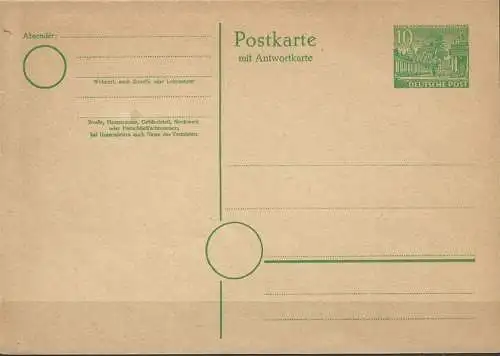BERLIN 1949 Mi-Nr. P 8 Postkarte mit Antwortkarte ungelaufen