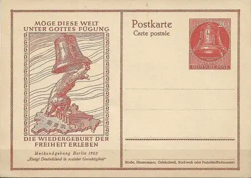 BERLIN 1952 Mi-Nr. P 29 Postkarte ungelaufen