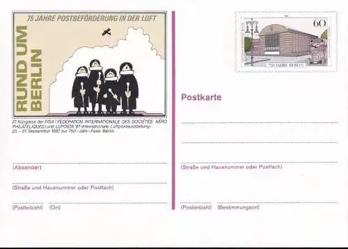 BERLIN 1987 Mi-Nr. P 127 Postkarte ungelaufen