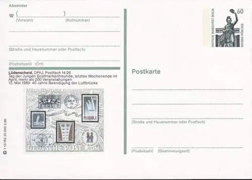 BERLIN 1989 Mi-Nr. P 128 Postkarte ungelaufen