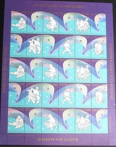 GRÖNLAND 1988 Weihnachtsmarken kompletter Bogen ** MNH