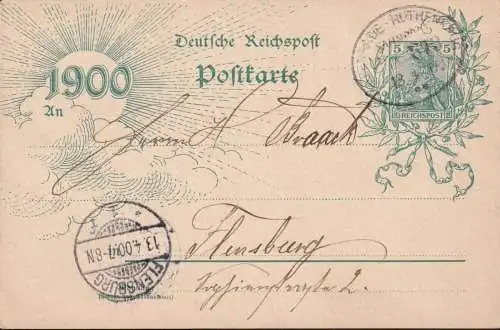 DEUTSCHES REICH 1900 Mi-Nr. P43 Postkarte/Ganzsache gelaufen Bahnpoststempel
