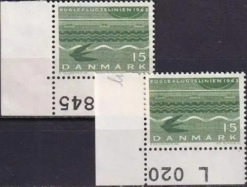 DÄNEMARK 1963 MI-NR. 413 xy Eckrand ** MNH