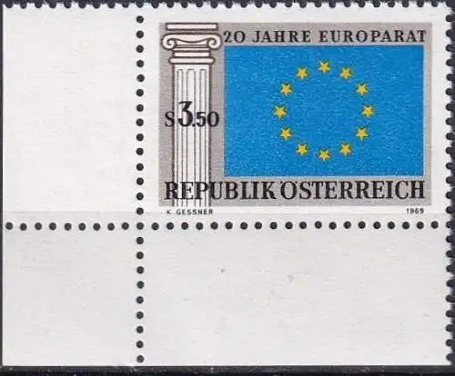 ÖSTERREICH 1969 Mi-Nr. 1292 Eckrand ** MNH