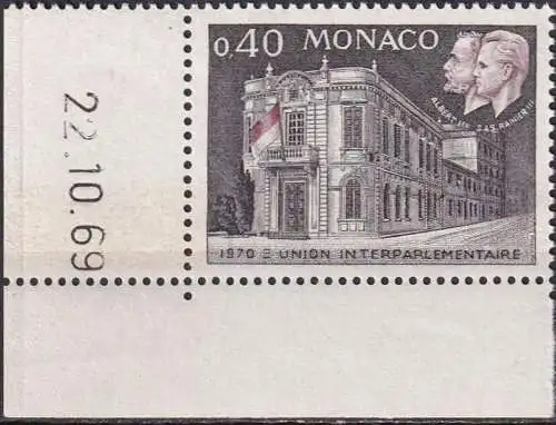 MONACO 1970 Mi-Nr. 958 Eckrand Druckdatum ** MNH