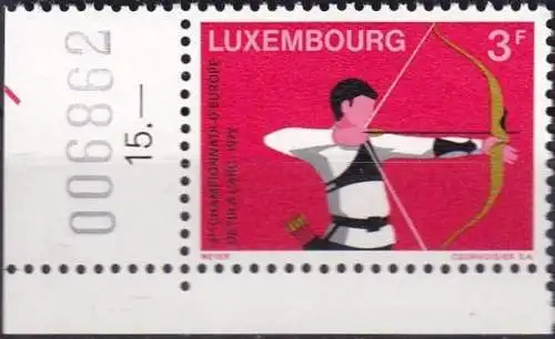 LUXEMBURG 1972 Mi-Nr. 848 Eckrand mit Bogennummer ** MNH