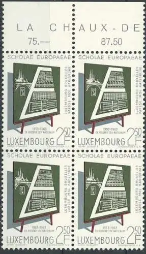 LUXEMBURG 1963 Mi-Nr. 666 Viererblock ** MNH