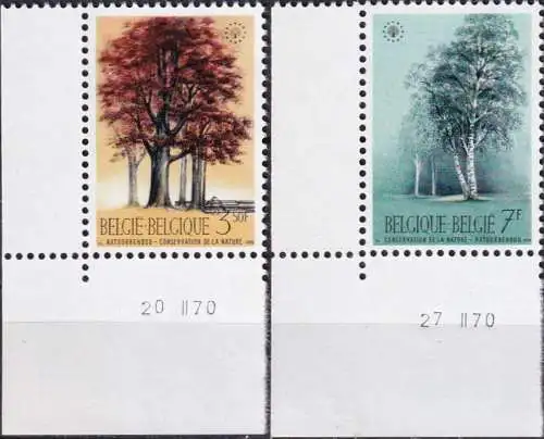 BELGIEN 1970 Mi-Nr. 1583/84 Eckrand mit Druckdatum ** MNH