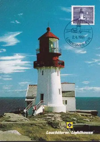 NORWEGEN 1991 Mi-Nr. 877 Maximumkarte MK/MC Leuchtturm Alben