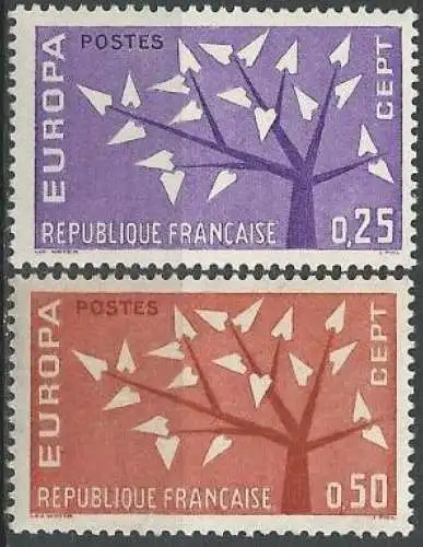FRANKREICH 1962 Mi-Nr. 1411/12 ** MNH