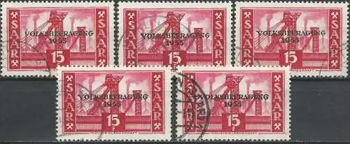 SAAR 1955 MI-Nr. 362 5x o used