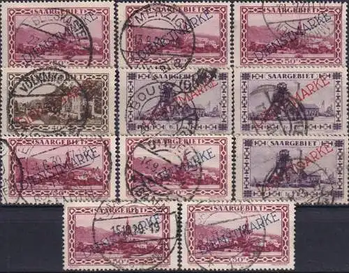 SAARGEBIET 1927 MI-Nr. Lot Dienstmarken o used