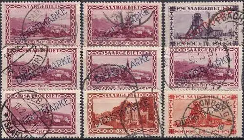 SAARGEBIET 1927 MI-Nr. Lot Dienstmarken o used