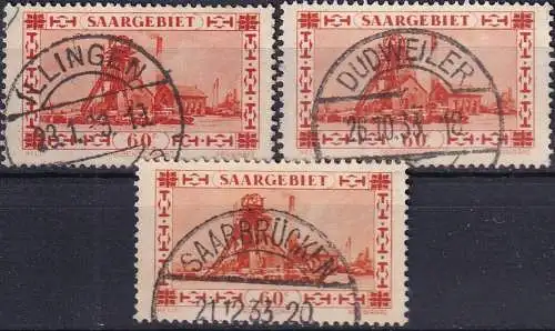SAARGEBIET 1927 MI-Nr. 143 3 Stück o used