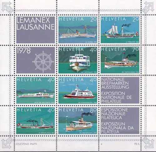 SCHWEIZ 1978 Mi-Nr. Block 23 ** MNH