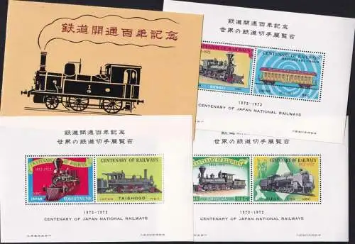 JAPAN 1972 Centenary of Japan National Railways - 3 Sonderdrucke im Folder