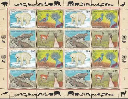 UNO GENF 1997 Mi-Nr. 305/08 Kleinbogen ** MNH