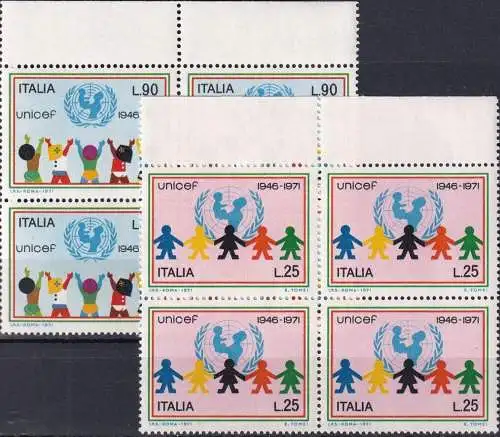 ITALIEN 1971 Mi-Nr. 1351/52 Viererblock ** MNH