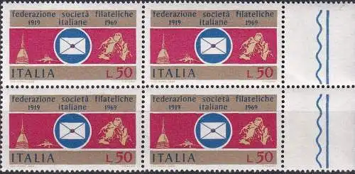 ITALIEN 1969 Mi-Nr. 1301 Viererblock ** MNH