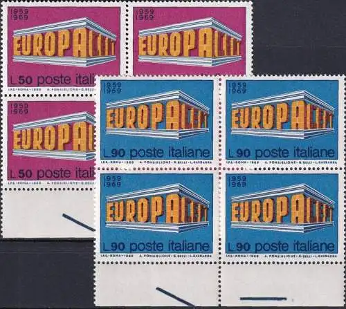 ITALIEN 1969 Mi-Nr. 1295/96 Viererblock ** MNH
