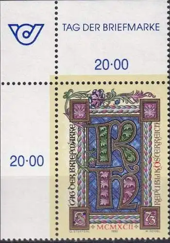 ÖSTERREICH 1992 Mi-Nr. 2066 Eckrand ** MNH